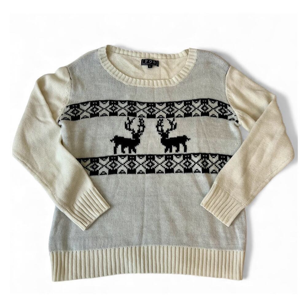 Women's Anthropologie POL Holiday/Christmas Reindeer Sweater Size Small